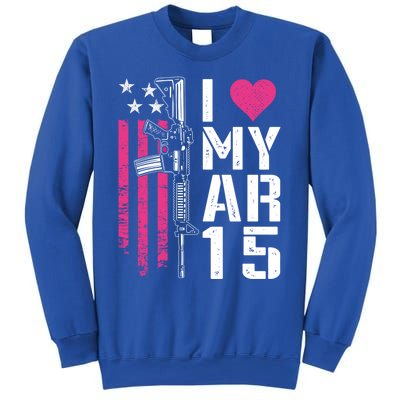 I Love My Ar15 Gift Pink Argift15 Rifle Owner Usa Flag Great Gift Sweatshirt