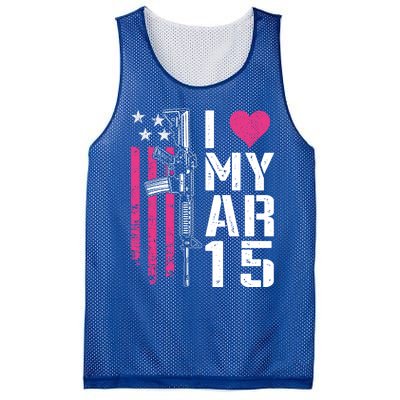 I Love My Ar15 Gift Pink Argift15 Rifle Owner Usa Flag Great Gift Mesh Reversible Basketball Jersey Tank