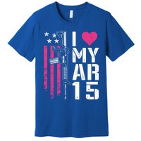 I Love My Ar15 Gift Pink Argift15 Rifle Owner Usa Flag Great Gift Premium T-Shirt