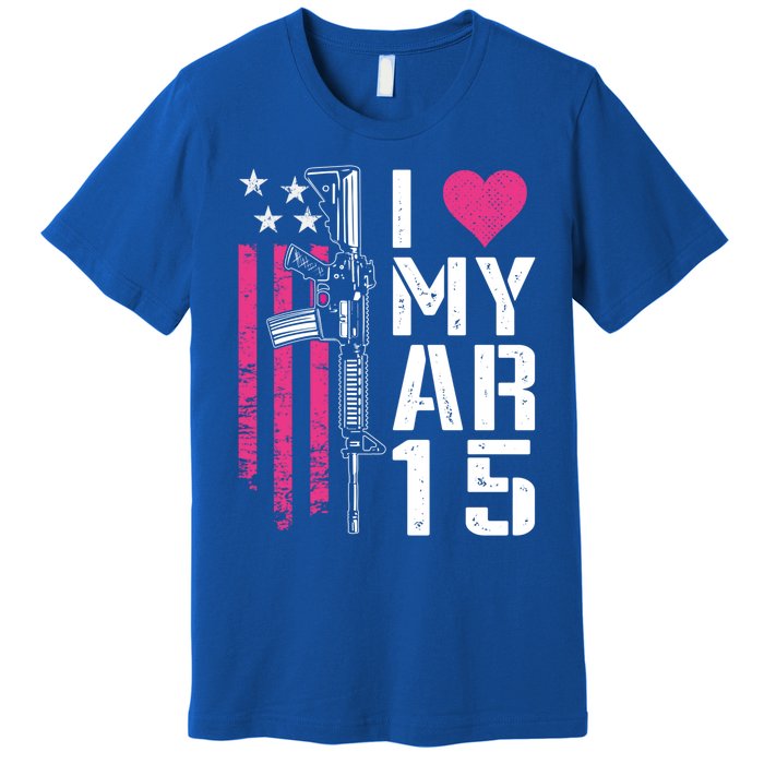 I Love My Ar15 Gift Pink Argift15 Rifle Owner Usa Flag Great Gift Premium T-Shirt