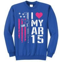 I Love My Ar15 Gift Pink Argift15 Rifle Owner Usa Flag Great Gift Tall Sweatshirt