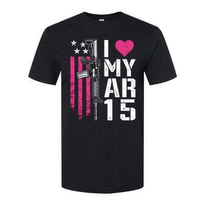 I Love My Ar15 Gift Pink Argift15 Rifle Owner Usa Flag Great Gift Softstyle® CVC T-Shirt