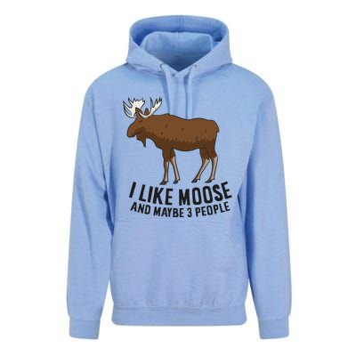 I Like Moose And Maybe 3 People Funny Moose Lover Gift Funny Gift Unisex Surf Hoodie