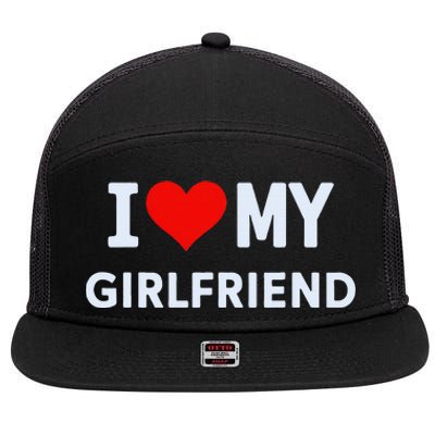 I Love My Hot Girlfriend I Heart My Hot Girlfriend Gf Couple 7 Panel Mesh Trucker Snapback Hat