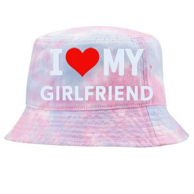 I Love My Hot Girlfriend I Heart My Hot Girlfriend Gf Couple Tie-Dyed Bucket Hat