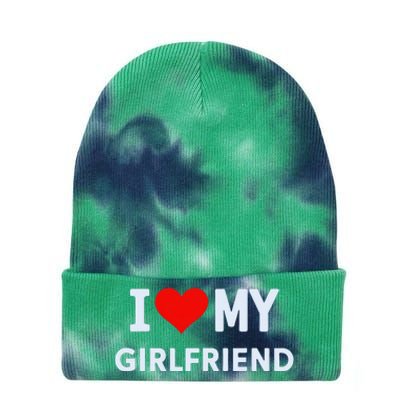 I Love My Hot Girlfriend I Heart My Hot Girlfriend Gf Couple Tie Dye 12in Knit Beanie