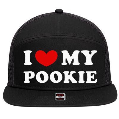 I Love My Pookie I Heart My Pookie 7 Panel Mesh Trucker Snapback Hat