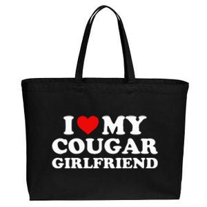 I Love My Cougar Girlfriend I Heart My Cougar Girlfriend GF Cotton Canvas Jumbo Tote