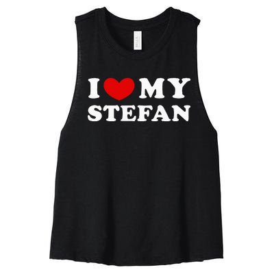 I Love My Stefan I Heart My Stefan Women's Racerback Cropped Tank