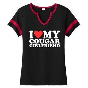 I Love My Cougar Girlfriend Funny Ladies Halftime Notch Neck Tee