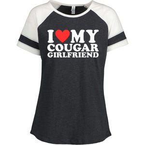 I Love My Cougar Girlfriend Funny Enza Ladies Jersey Colorblock Tee