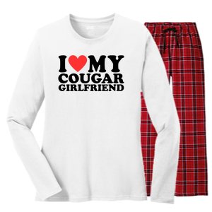 I Love My Cougar Girlfriend Funny Women's Long Sleeve Flannel Pajama Set 