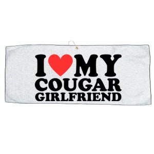 I Love My Cougar Girlfriend Funny Large Microfiber Waffle Golf Towel