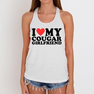 I Love My Cougar Girlfriend Funny Women's Knotted Racerback Tank