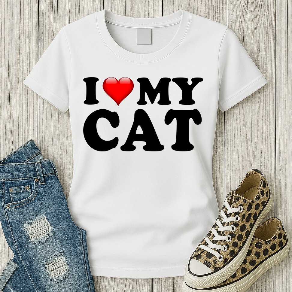 I Love My Cat Womens T-Shirt