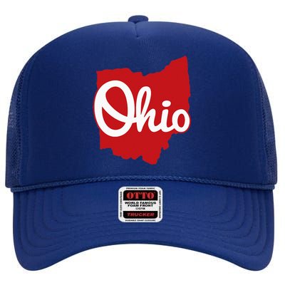 I Love My Ohio Home Script Ohio High Crown Mesh Back Trucker Hat