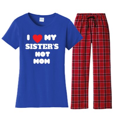 I Love My Sister’s Hot Mom Funny Graphic Design Great Gift Women's Flannel Pajama Set