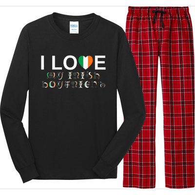 I Love My Irish Boyfriend Ireland Flag Relationship Gift Long Sleeve Pajama Set