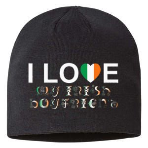 I Love My Irish Boyfriend Ireland Flag Relationship Gift Sustainable Beanie