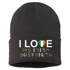 I Love My Irish Boyfriend Ireland Flag Relationship Gift Sustainable Knit Beanie