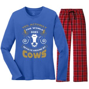 I Love My Cows Gift Funny Cows Gift Cute Gift Women's Long Sleeve Flannel Pajama Set 