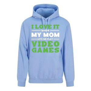 I Love My Mom Funny Video Games For Gamer N Gift Unisex Surf Hoodie