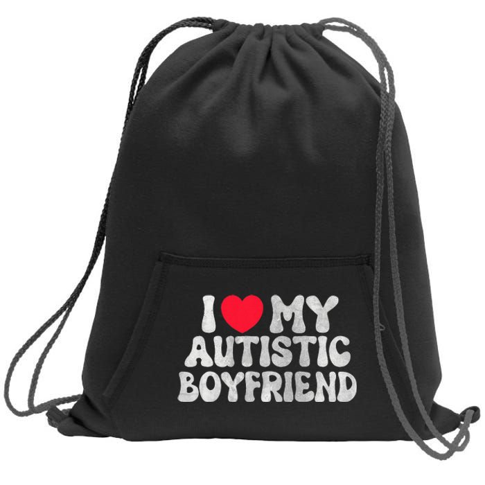 I Love My Autistic Boyfriend I Heart My Bf Girlfriend Sweatshirt Cinch Pack Bag