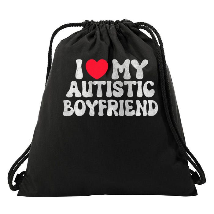 I Love My Autistic Boyfriend I Heart My Bf Girlfriend Drawstring Bag