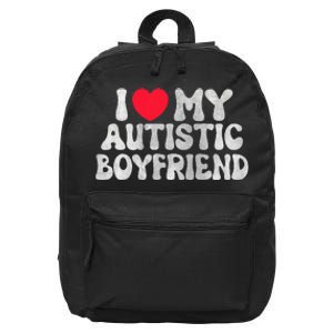 I Love My Autistic Boyfriend I Heart My Bf Girlfriend 16 in Basic Backpack