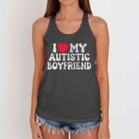 I Love My Autistic Boyfriend I Heart My Bf Girlfriend Women's Knotted Racerback Tank