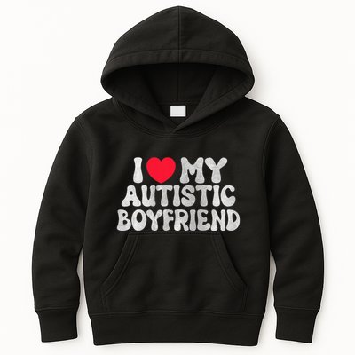 I Love My Autistic Boyfriend I Heart My Bf Girlfriend Kids Hoodie