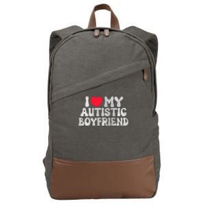 I Love My Autistic Boyfriend I Heart My Bf Girlfriend Cotton Canvas Backpack