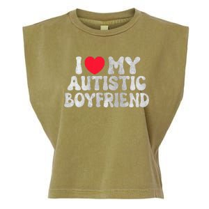 I Love My Autistic Boyfriend I Heart My Bf Girlfriend Garment-Dyed Women's Muscle Tee