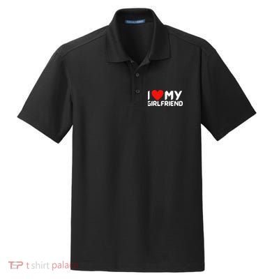 I Love My GF Girlfriend Heart Dry Zone Grid Polo
