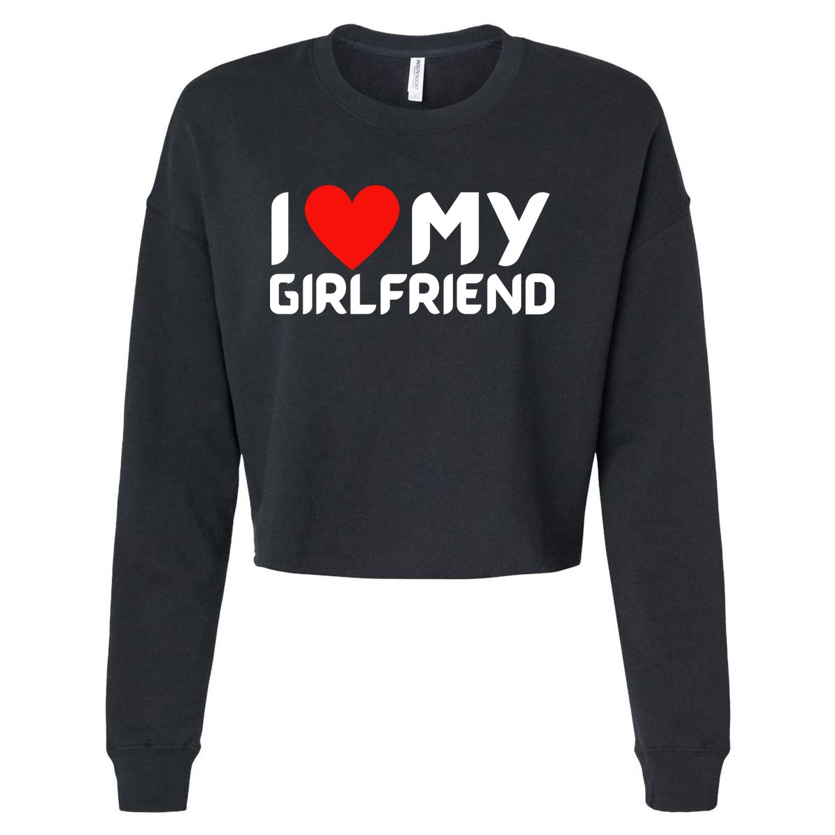 I Love My GF Girlfriend Heart Cropped Pullover Crew