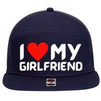 I Love My GF Girlfriend Heart 7 Panel Mesh Trucker Snapback Hat