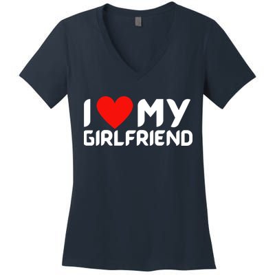 I Love My GF Girlfriend Heart Women's V-Neck T-Shirt