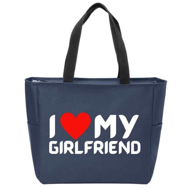 I Love My GF Girlfriend Heart Zip Tote Bag