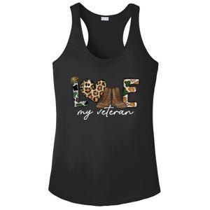 I Love My Veteran Camouflage Usa Flag Military Ladies PosiCharge Competitor Racerback Tank