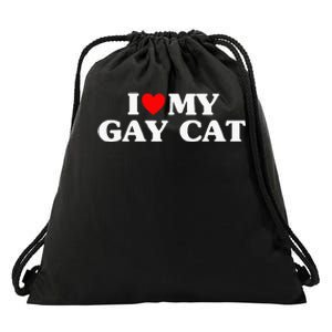 I Love My Cat Funny Drawstring Bag