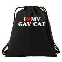 I Love My Cat Funny Drawstring Bag