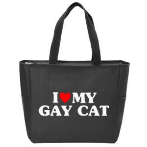 I Love My Cat Funny Zip Tote Bag