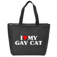 I Love My Cat Funny Zip Tote Bag