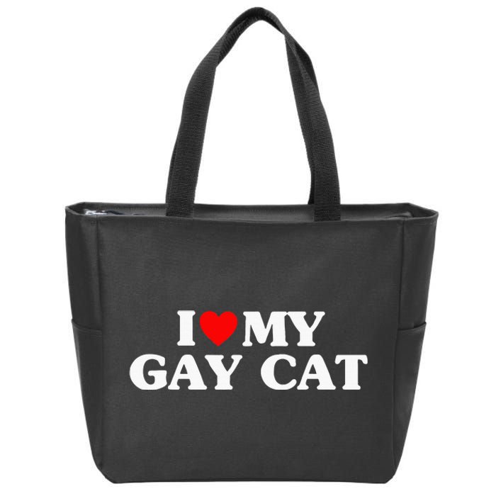 I Love My Cat Funny Zip Tote Bag