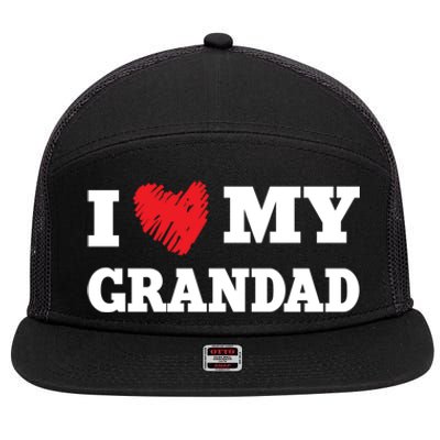 I Love My Grandad Favorite Family Member Valentines Gift 7 Panel Mesh Trucker Snapback Hat