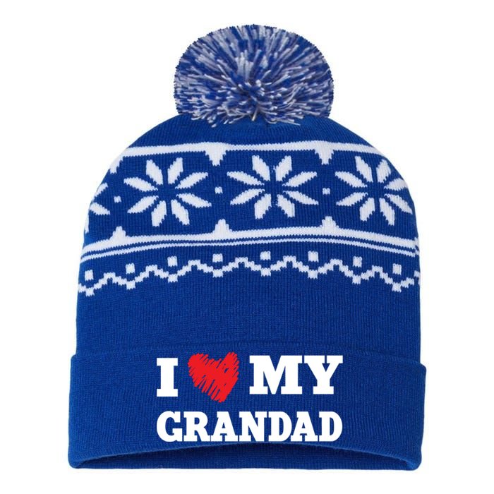 I Love My Grandad Favorite Family Member Valentines Gift USA-Made Snowflake Beanie