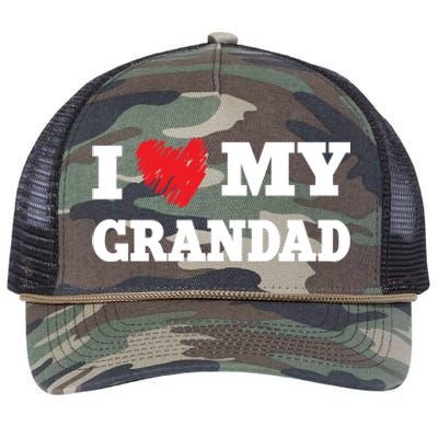 I Love My Grandad Favorite Family Member Valentines Gift Retro Rope Trucker Hat Cap