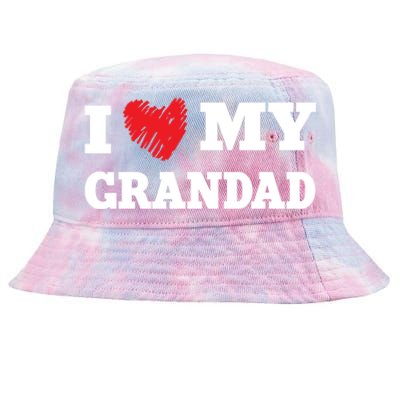 I Love My Grandad Favorite Family Member Valentines Gift Tie-Dyed Bucket Hat