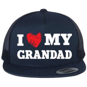 I Love My Grandad Favorite Family Member Valentines Gift Flat Bill Trucker Hat