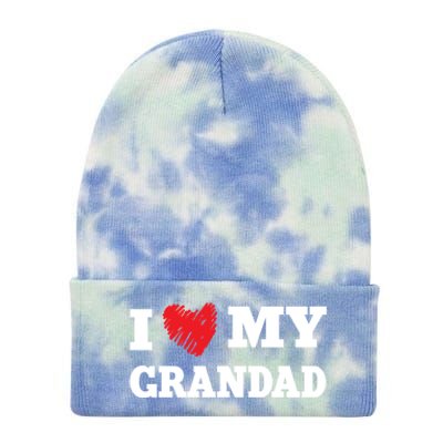 I Love My Grandad Favorite Family Member Valentines Gift Tie Dye 12in Knit Beanie